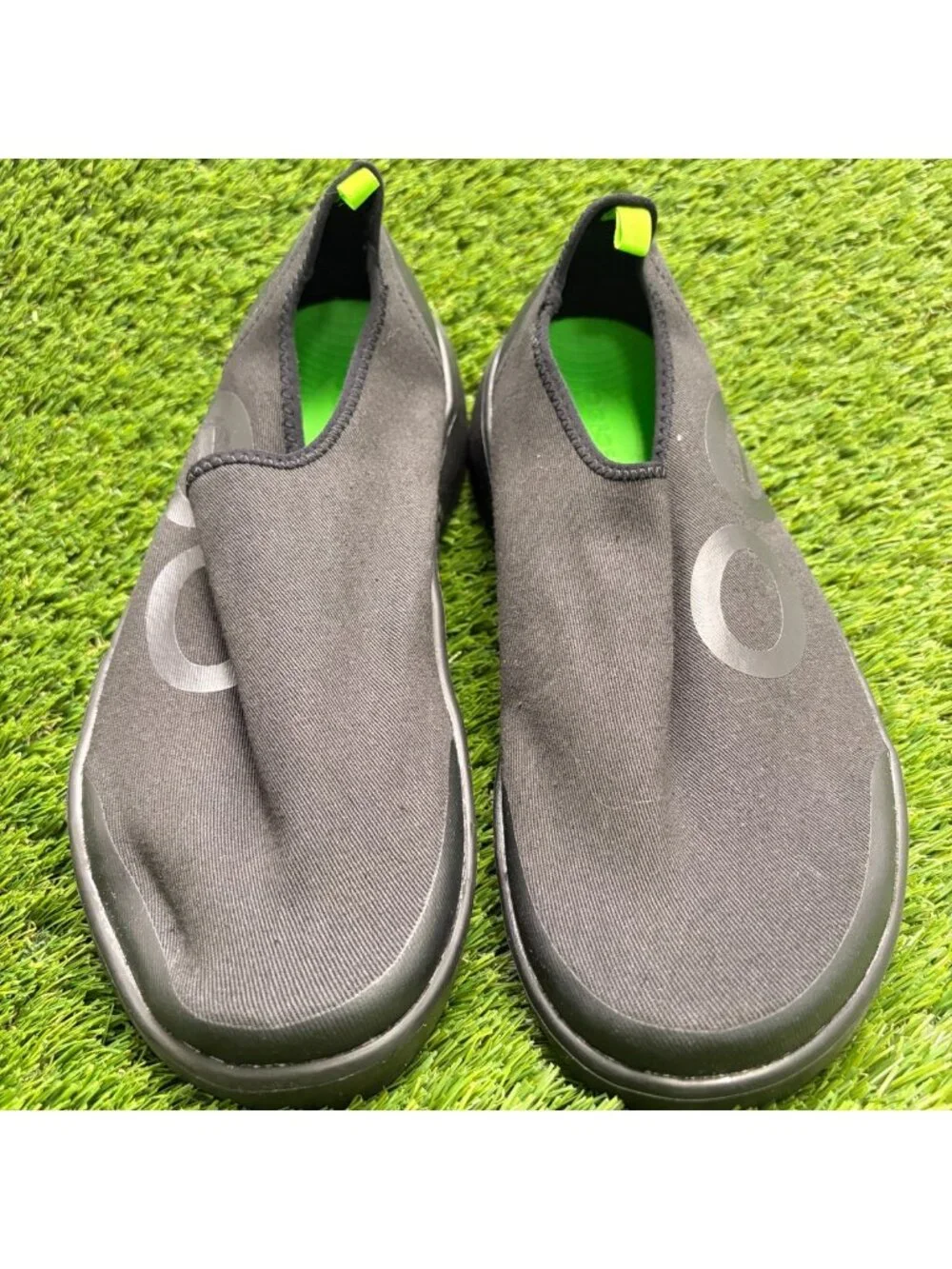 OOFOS OOmg Fibre Low Mens Size 10 Black Casual Walking Slip On Recovery Shoes